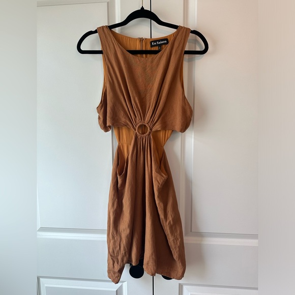 En Saison Sophie Cutout Mini Dress Brown (Size L) - Picture 3 of 11